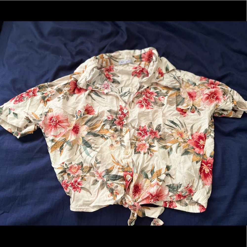 Crop top floral button up